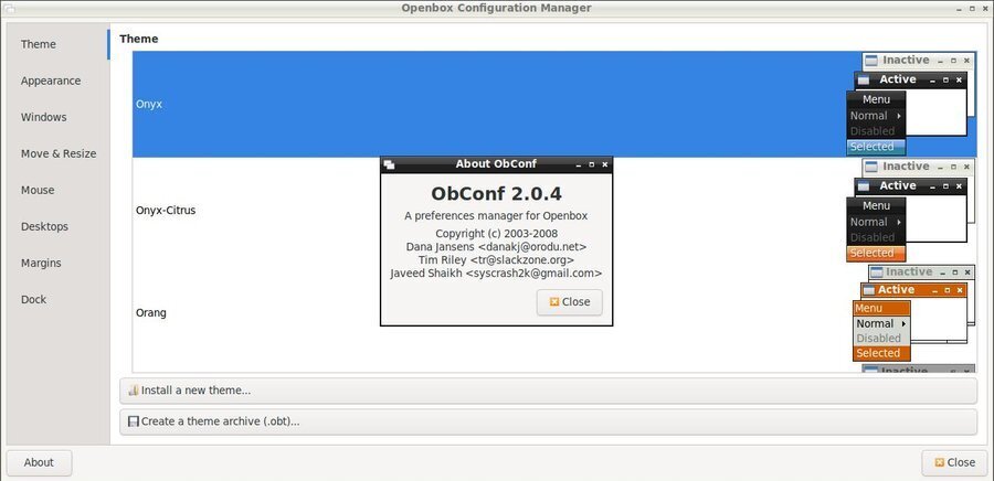 Openbox configuration tool on LXDE