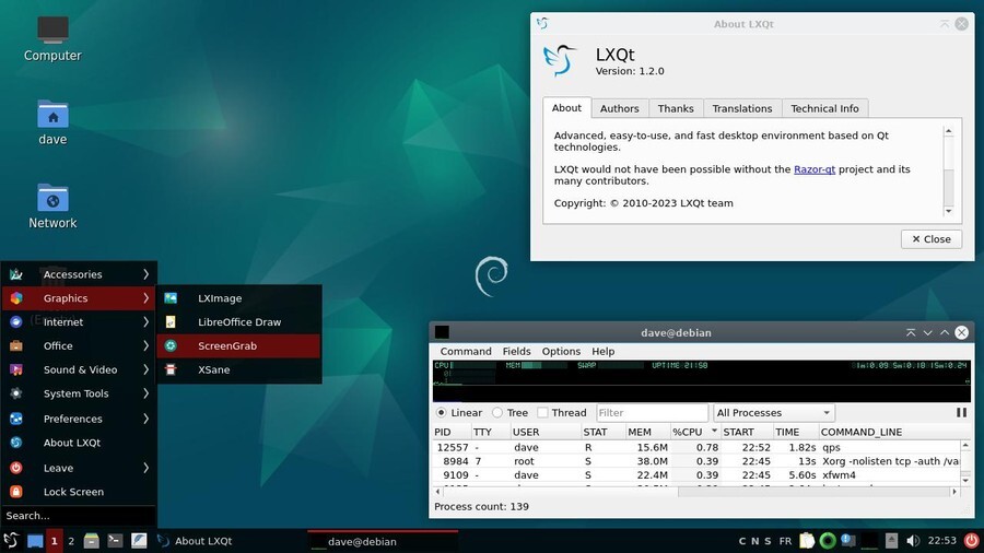 LXQt desktop on Debian