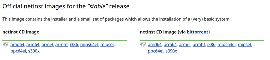 Download link for Debian netinstall