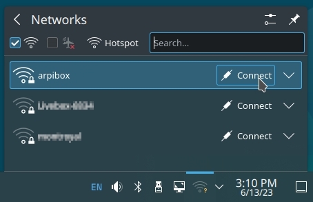 KDE: network selection