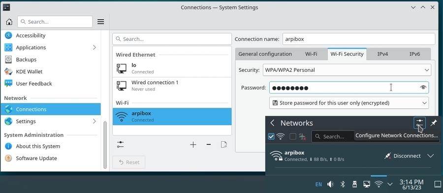 KDE: network connection manager