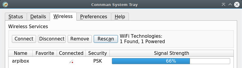 Connman: Wi-Fi network tab