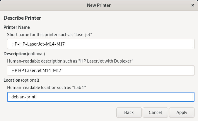 Printer description