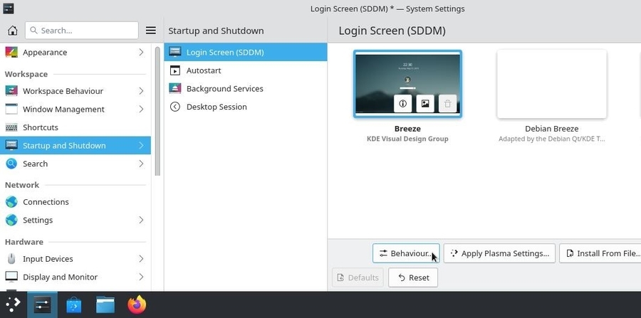 KDE: launching SDDM configuration