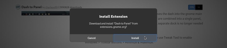 Dash to Panel: Installation confirmation