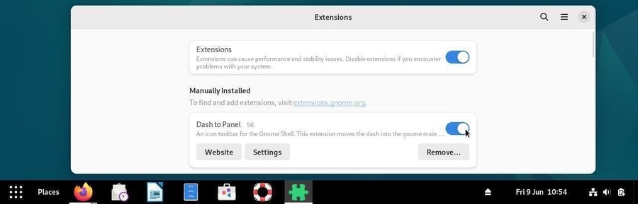 Dash to Panel extension