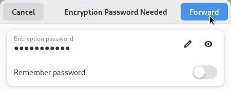 Deja-Dup: password required.