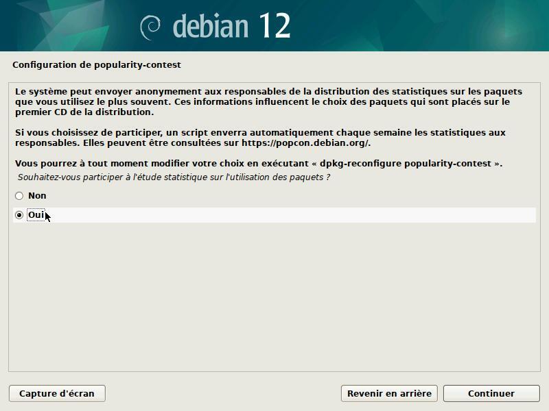 Installation : statistiques Debian