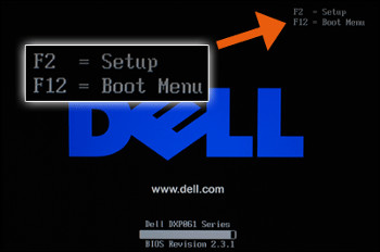 Open the boot menu on Dell