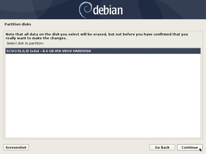 Installation: disk to partition