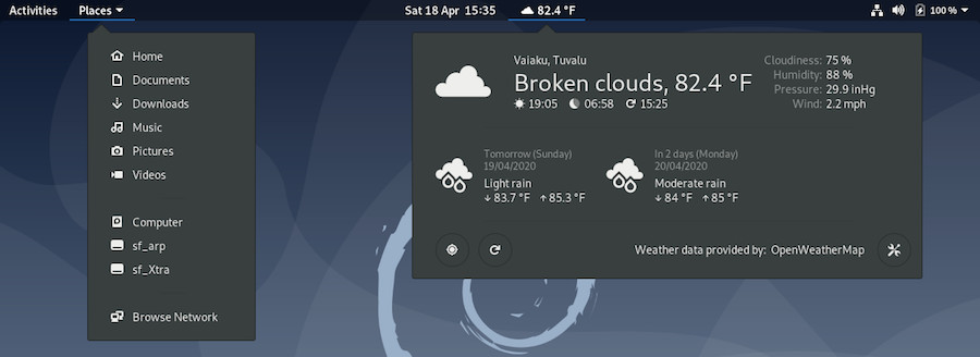 Gnome-Shell: Gnome desktop configured with extensions