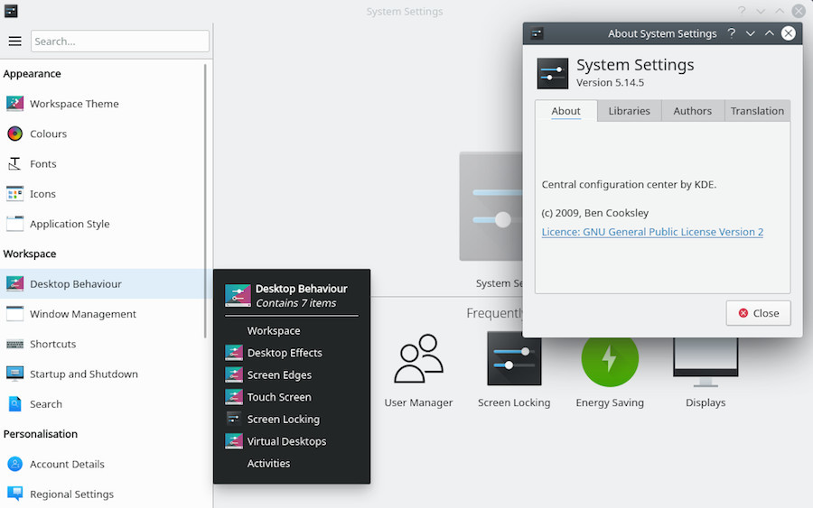 Debian System Settings on KDE Plasma