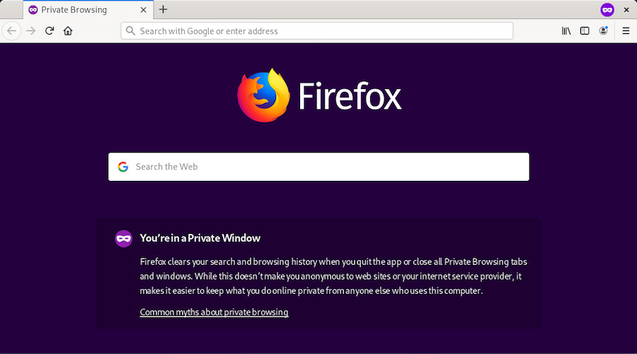 Firefox in private mode