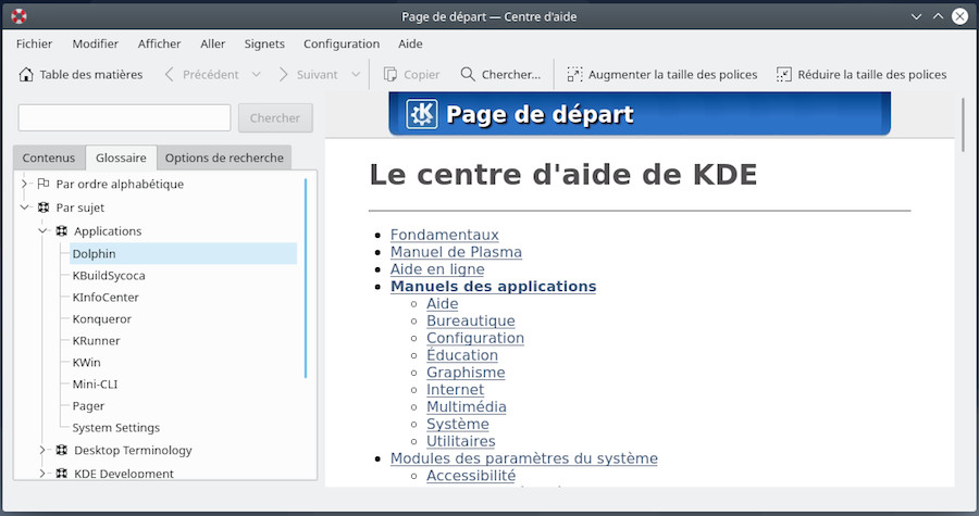 Le centre d’aide KDE sur Debian