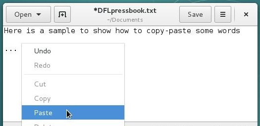 Copy and paste a text segment: cursor on destination, right-click > paste