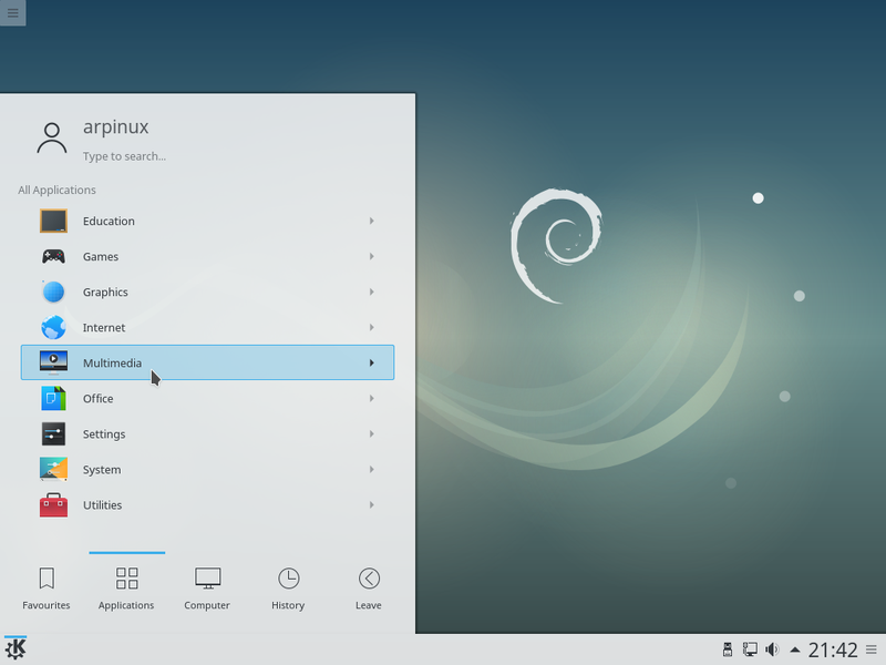The KDE Plasma desktop on Debian