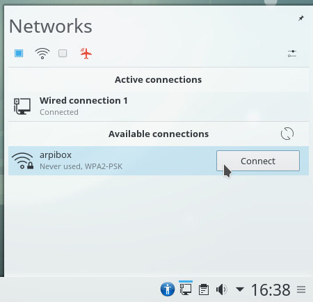 KDE: network selection