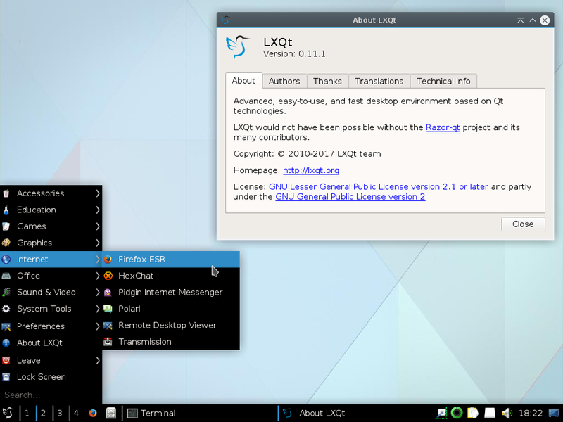 LXQt desktop on Debian 9