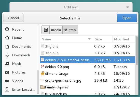 GTKHash: selecting the ISO image file to be checked
