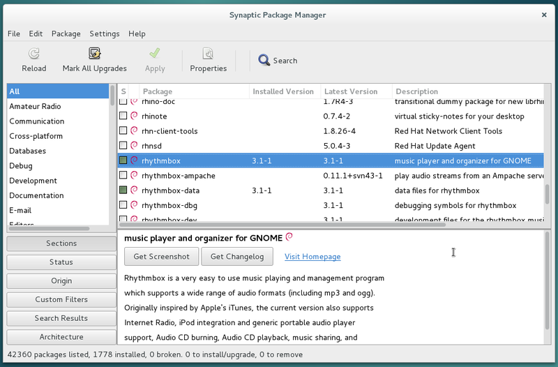 Synaptic: the default interface of the package manager