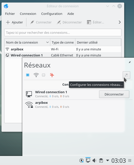 KDE : éditeur de connexion réseau