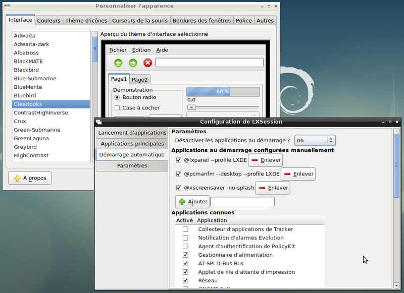 Configuration de l’interface et de la session LXDE sur Debian