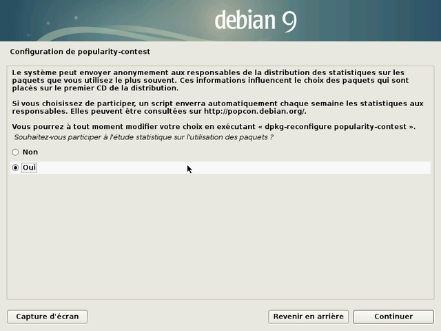 installation : statistiques Debian