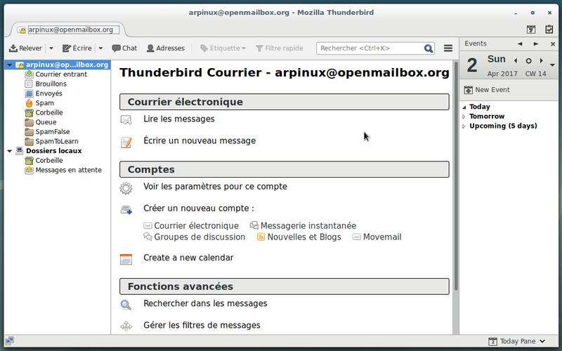 Thunderbird : interface par défaut