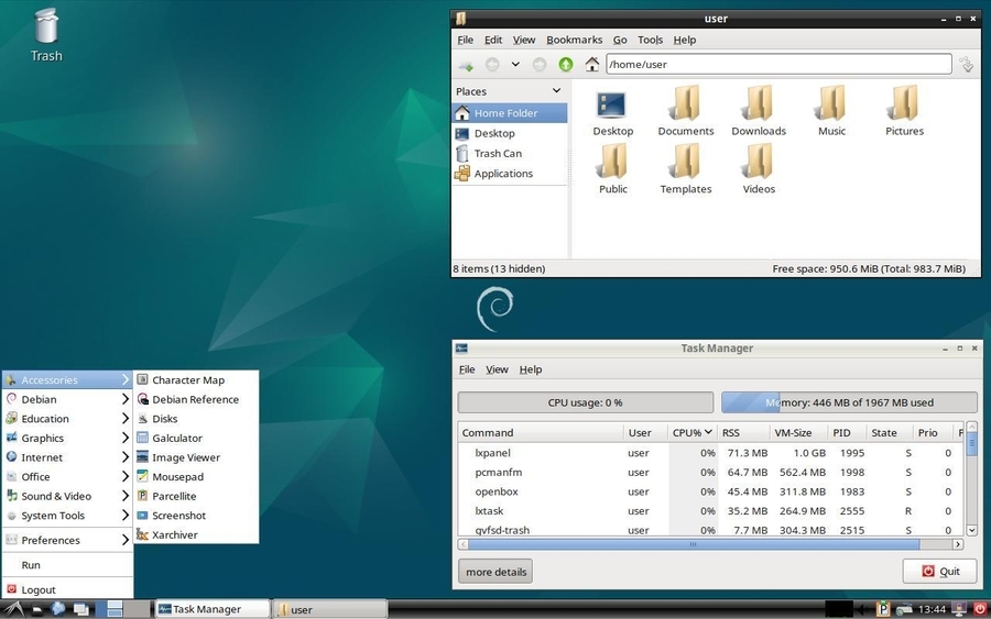 The LXDE desktop and PCManFM on Debian