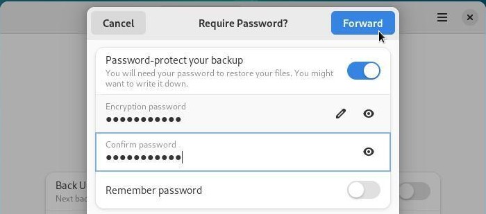 Deja-Dup: optional password