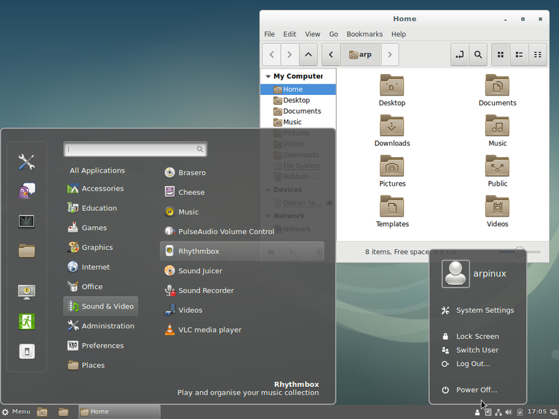 Cinnamon desktop on Debian 9