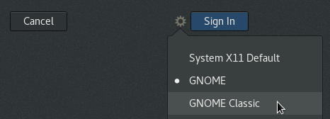 Gnome classic: Environment selection during Sign In