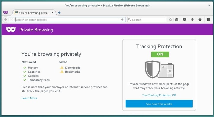 Firefox: private navigation window